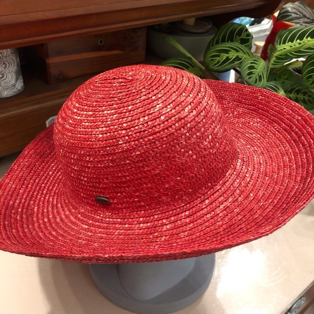 Scala Pink/Red Straw Sun Hat